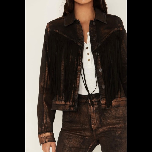 Fringe Denim Trucker Jacket - Picture 2 of 6